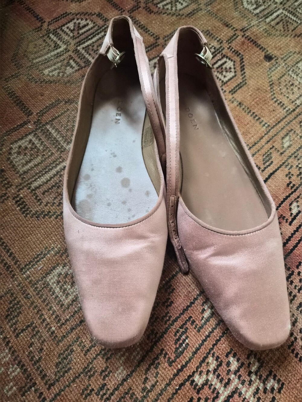 DÔEN Blush Pink Satin Ballet Flats Mary Jane Shoes EU 40 US 9